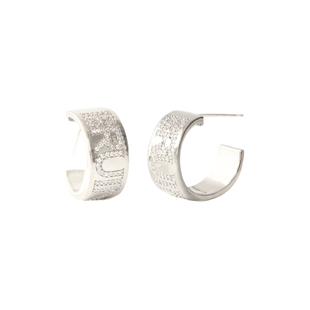 Boston Bruins Pave Cigar Band Hoop Earrings