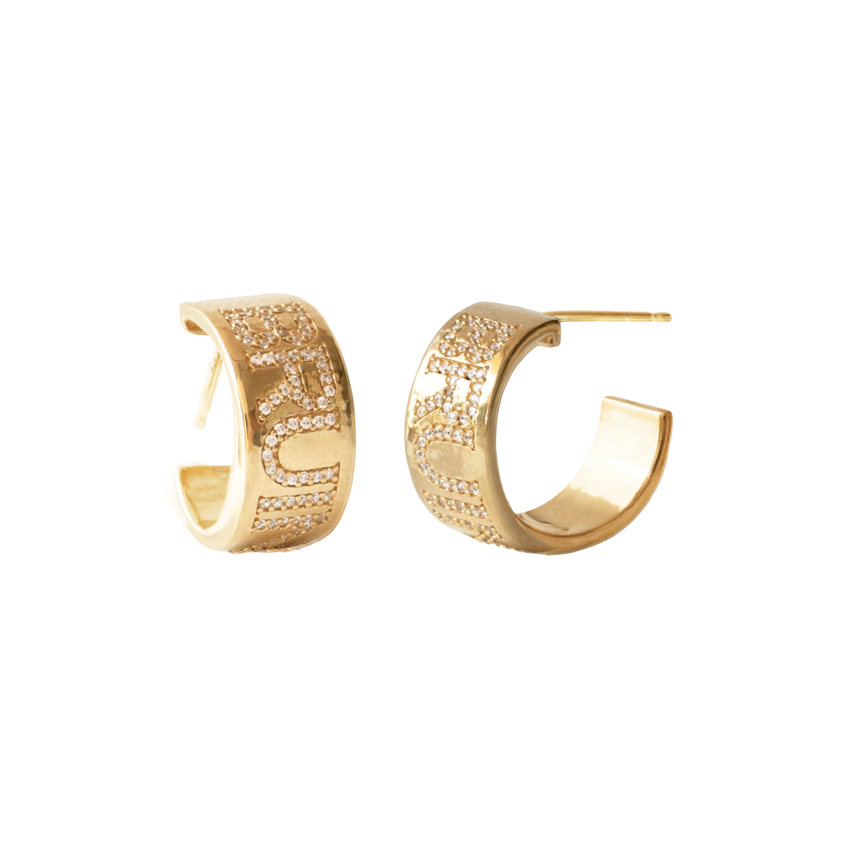 Boston Bruins Pave Cigar Band Hoop Earrings