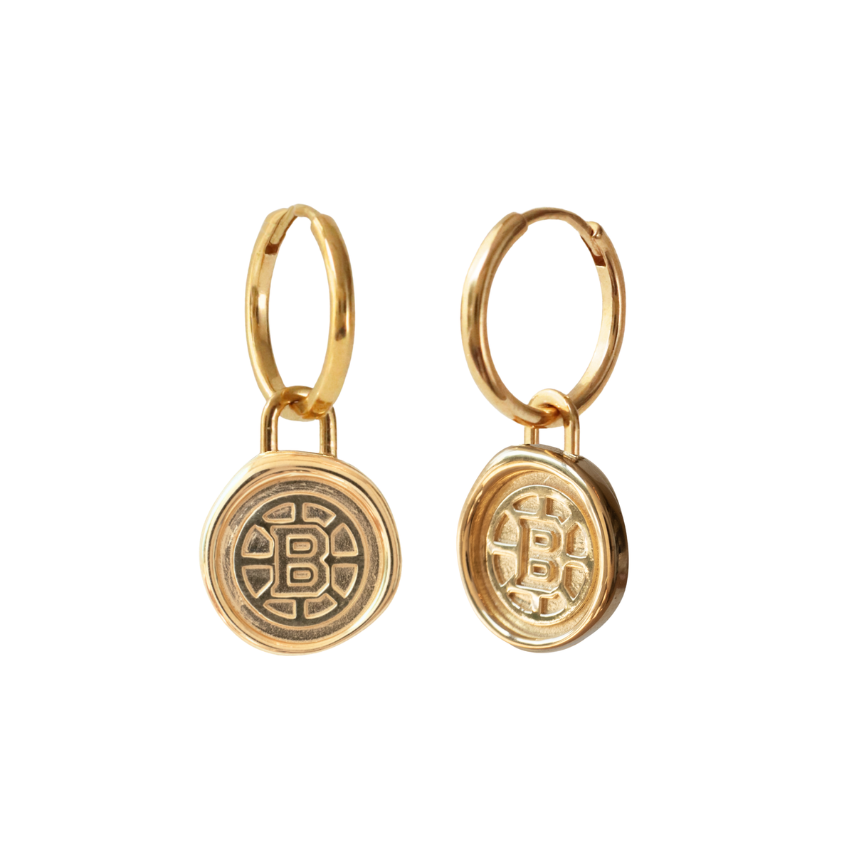 Boston Bruins Wax Seal Charm Hoop Earrings