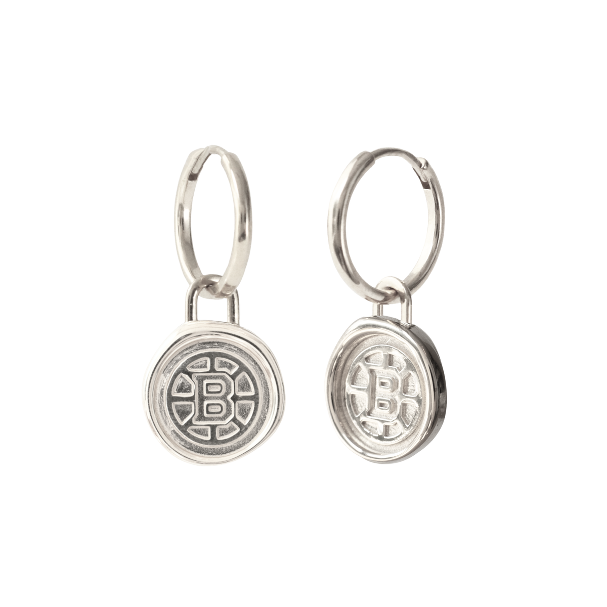 Boston Bruins Wax Seal Charm Hoop Earrings