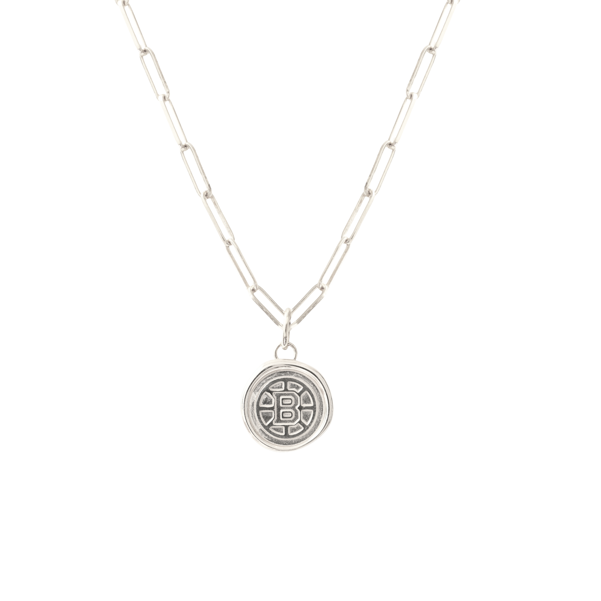 Boston Bruins Wax Seal Oval Link Pendant Necklace