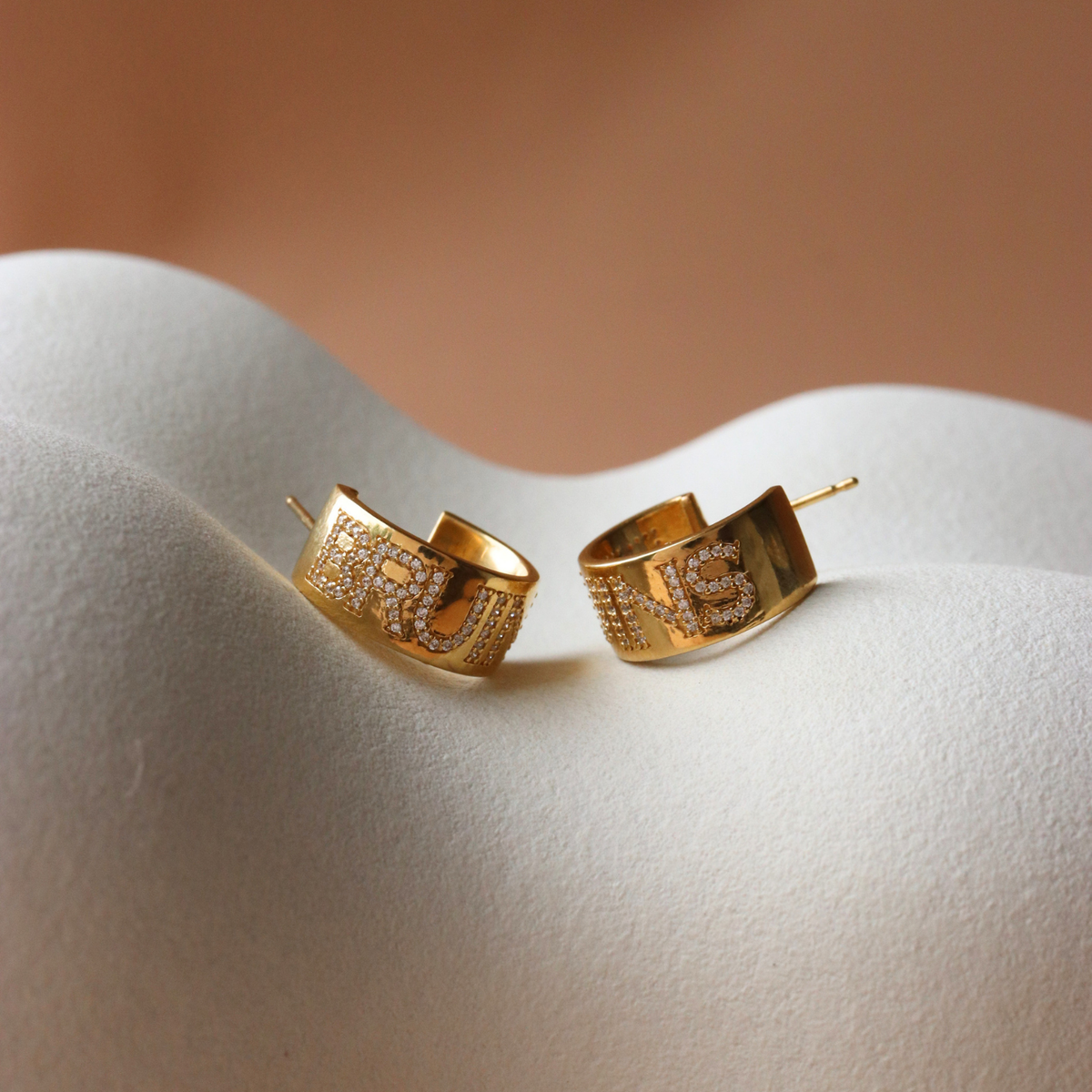 Boston Bruins Pave Cigar Band Hoop Earrings