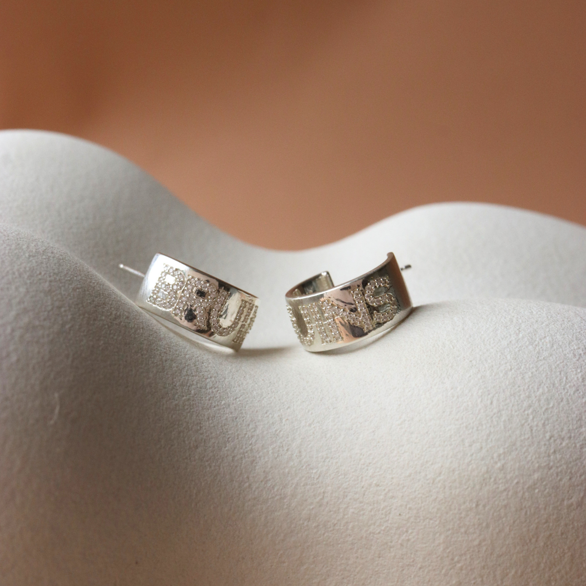 Boston Bruins Pave Cigar Band Hoop Earrings