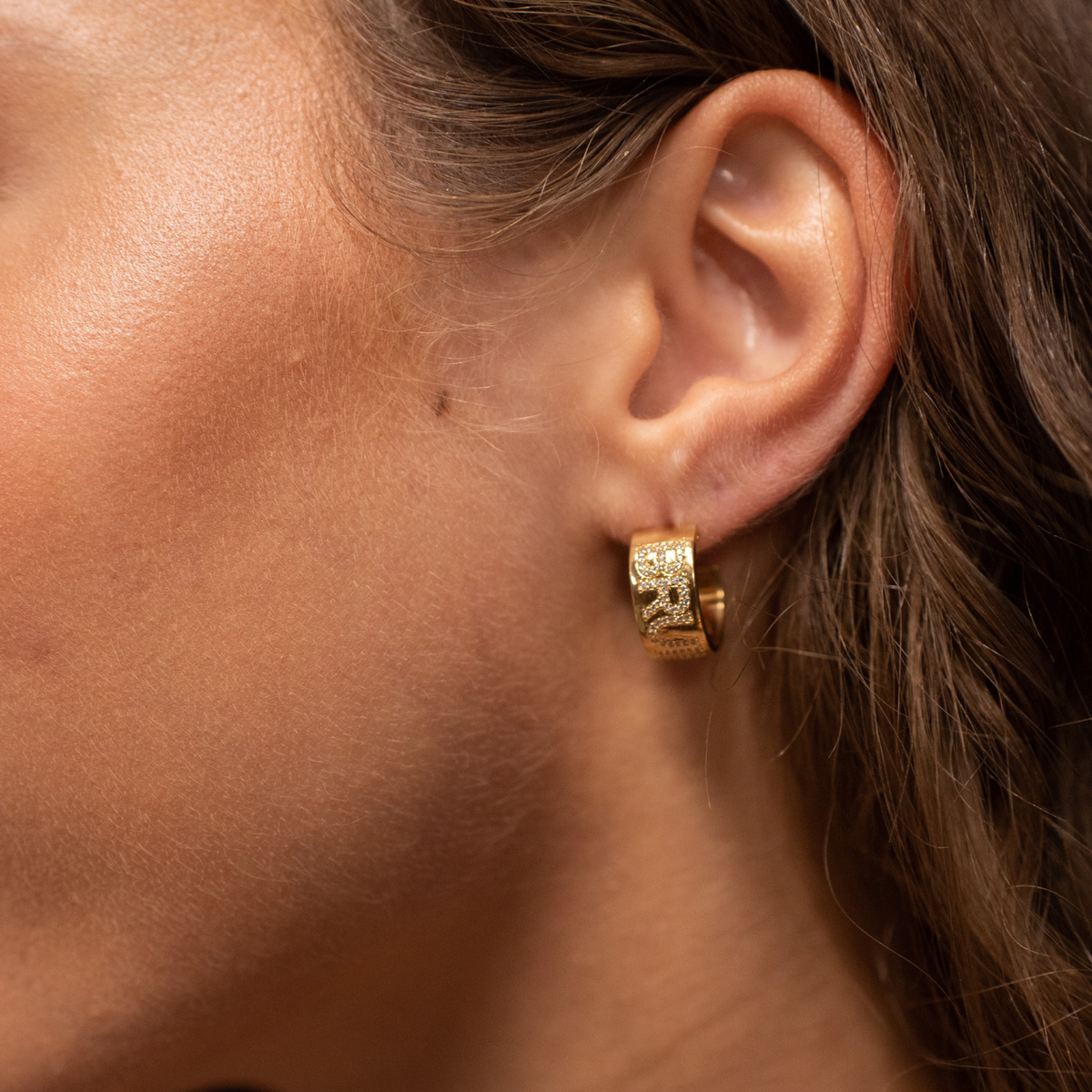 Boston Bruins Pave Cigar Band Hoop Earrings