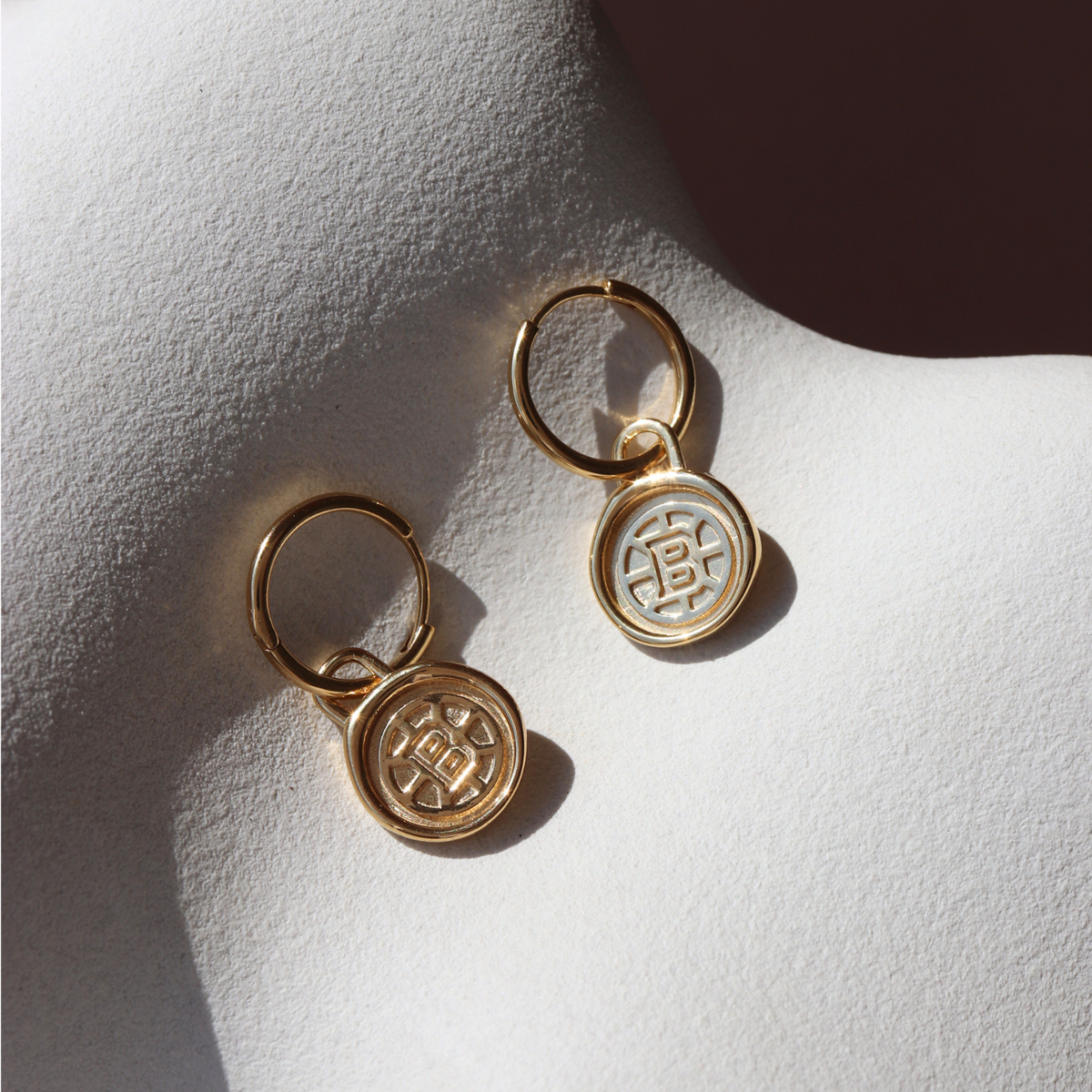 Boston Bruins Wax Seal Charm Hoop Earrings