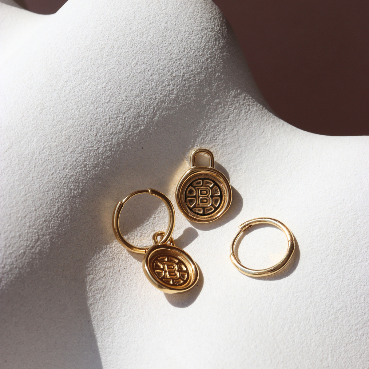 Boston Bruins Wax Seal Charm Hoop Earrings