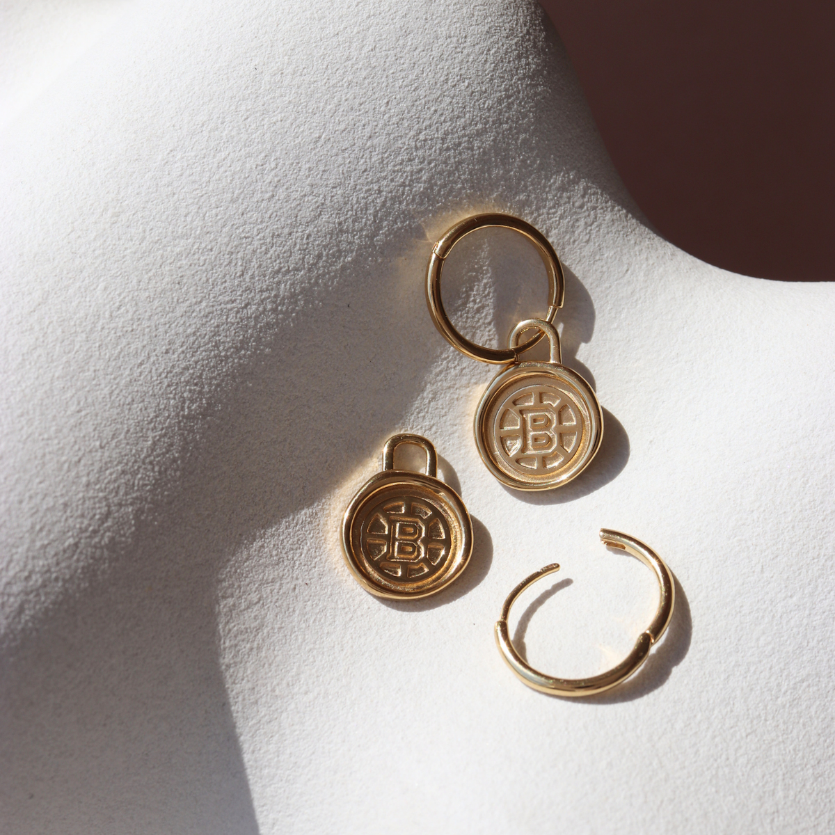 Boston Bruins Wax Seal Charm Hoop Earrings