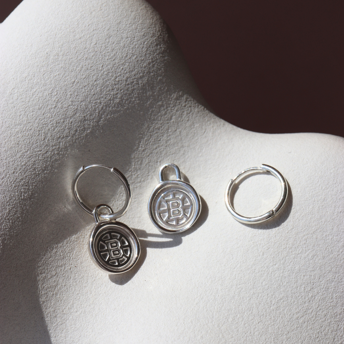 Boston Bruins Wax Seal Charm Hoop Earrings