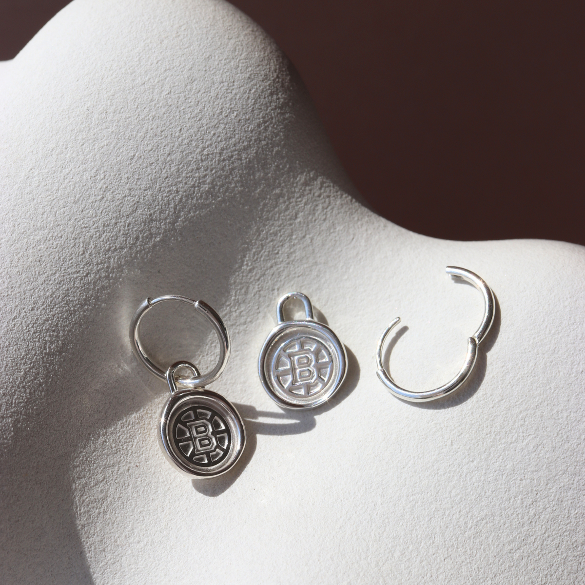 Boston Bruins Wax Seal Charm Hoop Earrings