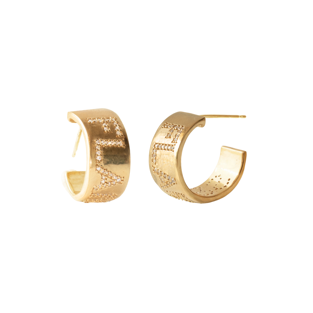 Calgary Flames Pave Cigar Band Hoop Earrings