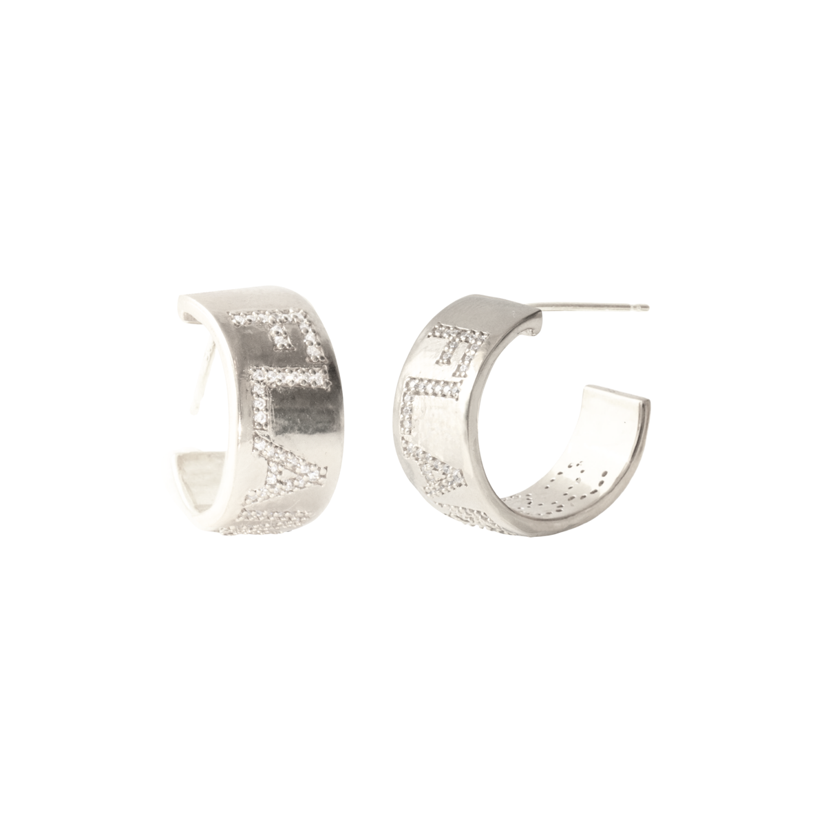 Calgary Flames Pave Cigar Band Hoop Earrings