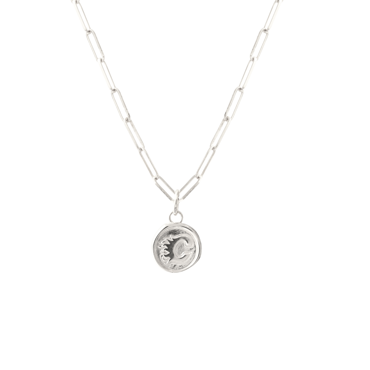 Calgary Flames Wax Seal Oval  Link Pendant Necklace