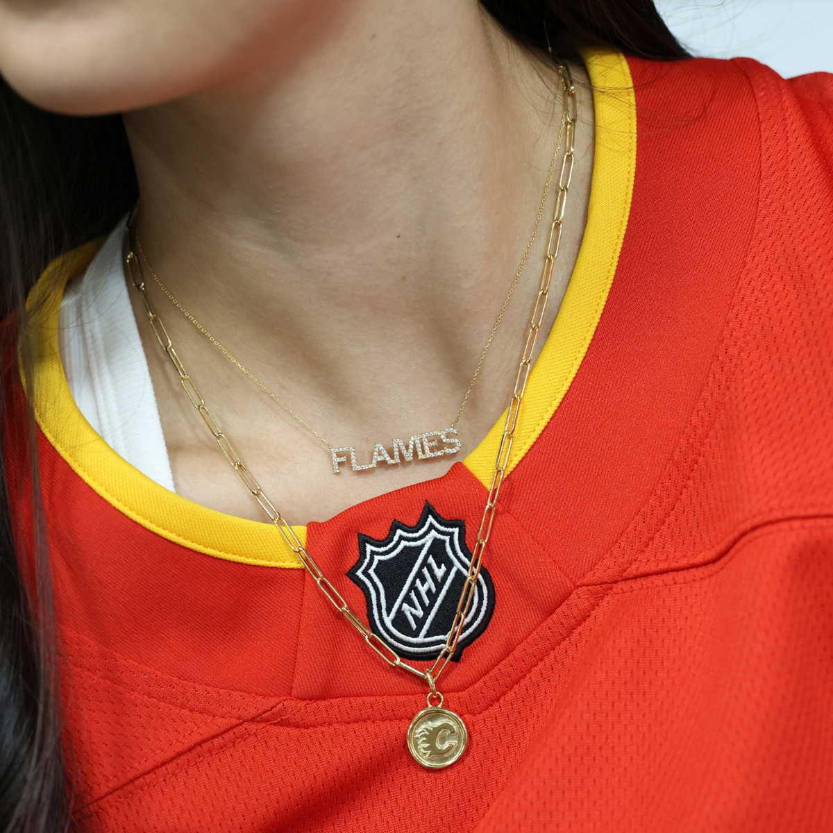 Calgary Flames Pave Necklace