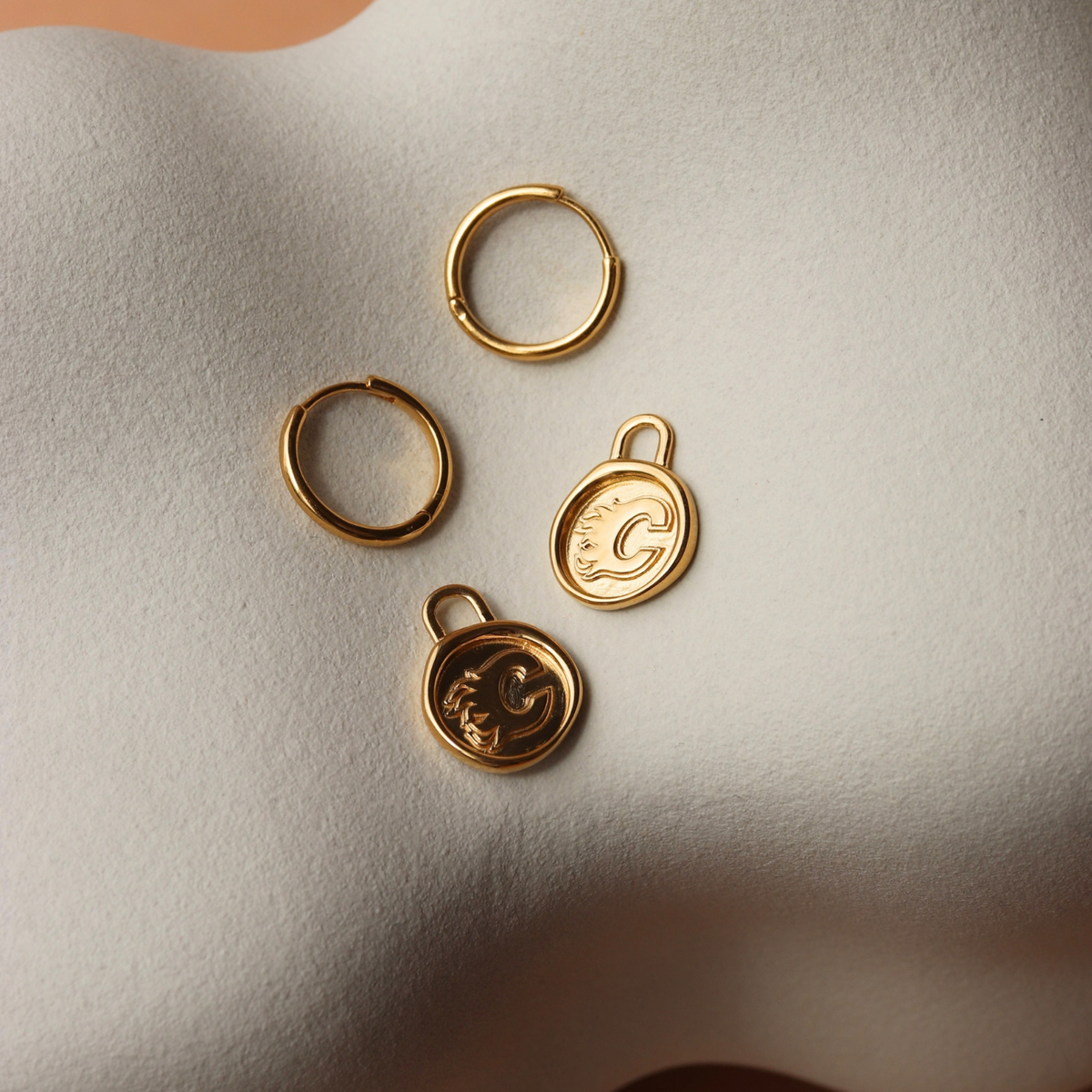 Calgary Flames Wax Seal Charm Hoop Earrings