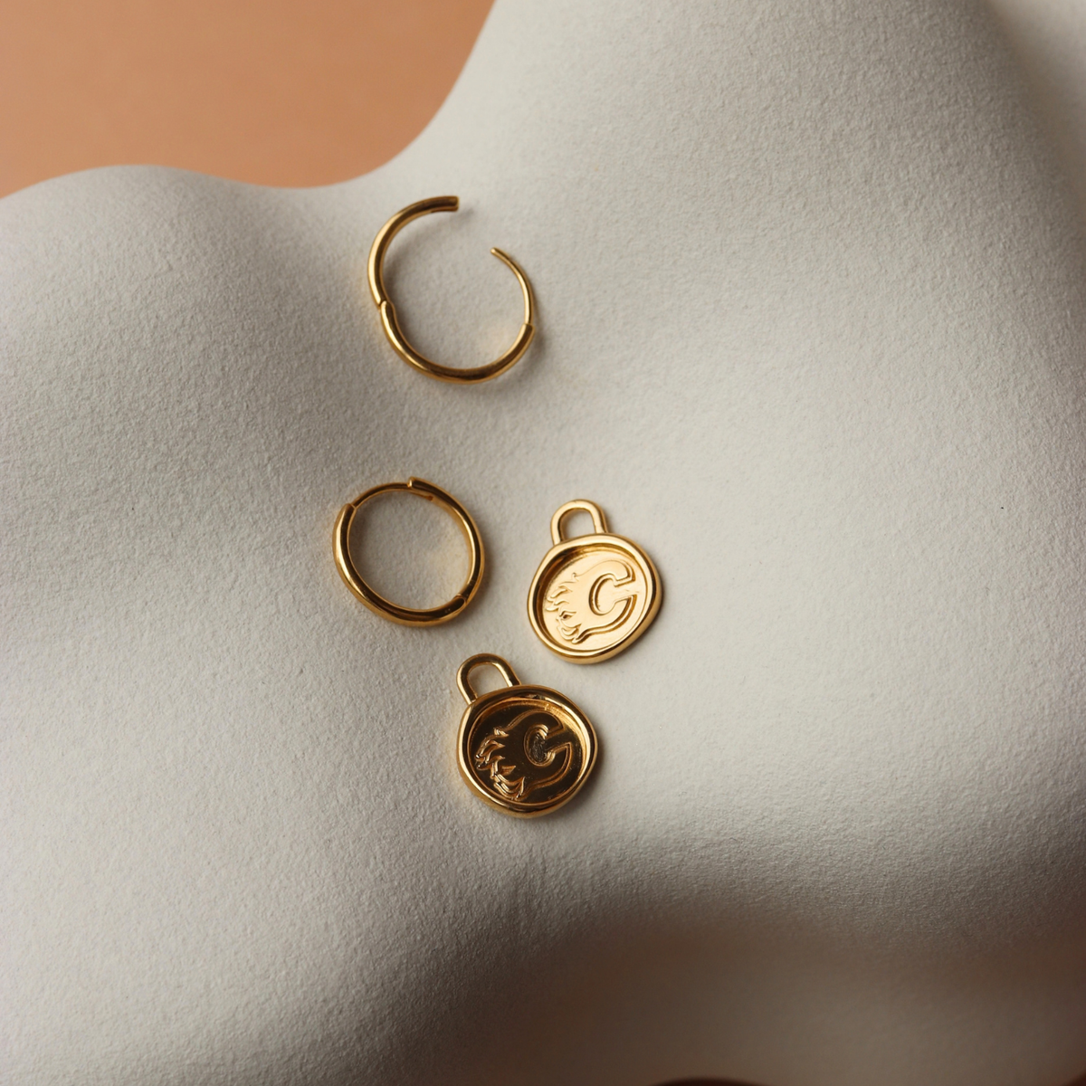 Calgary Flames Wax Seal Charm Hoop Earrings