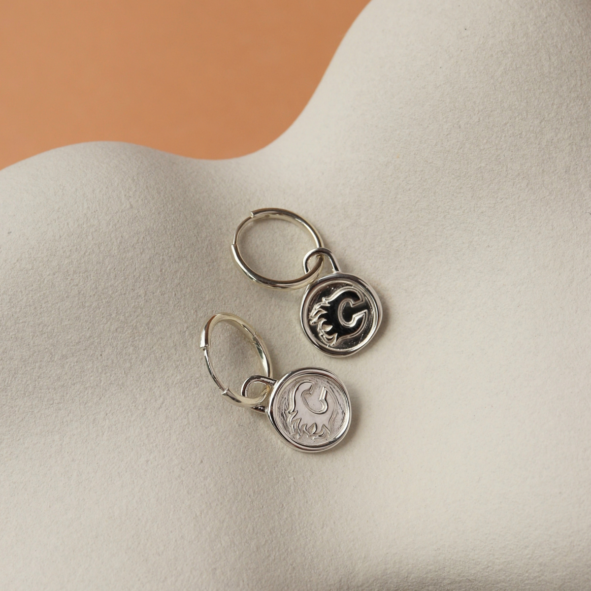 Calgary Flames Wax Seal Charm Hoop Earrings