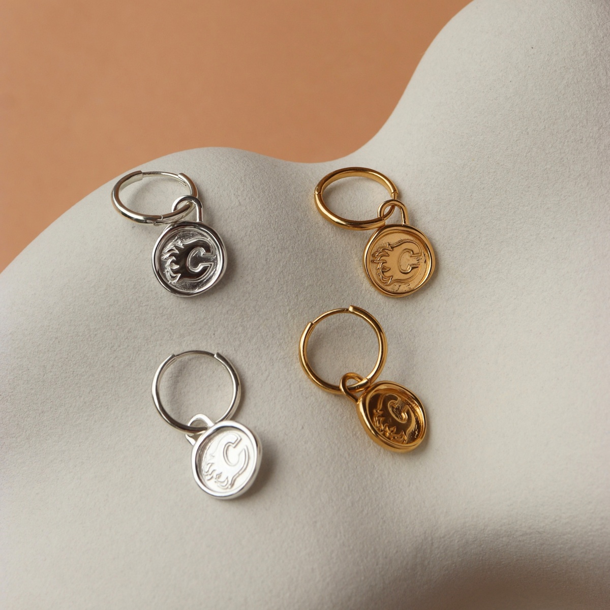 Calgary Flames Wax Seal Charm Hoop Earrings