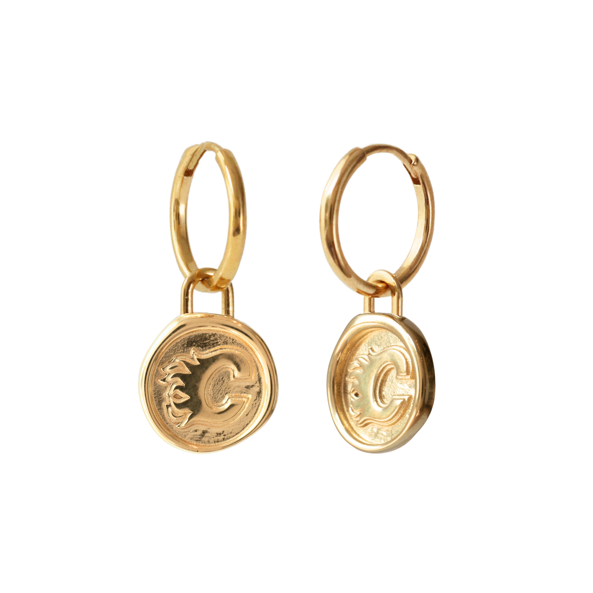 Calgary Flames Wax Seal Charm Hoop Earrings