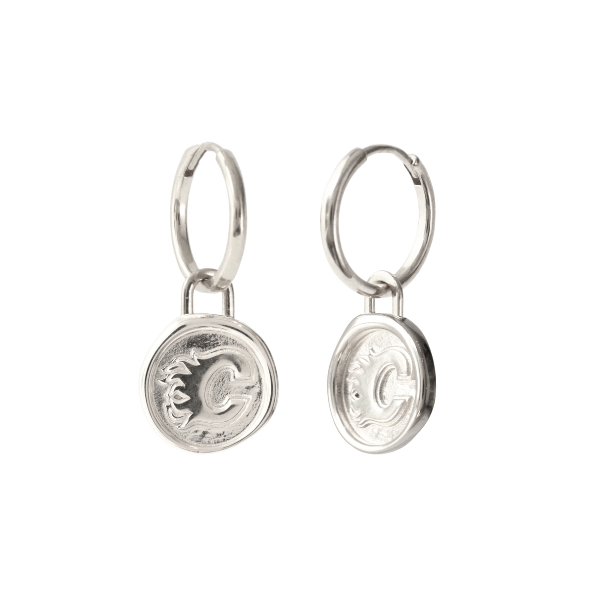 Calgary Flames Wax Seal Charm Hoop Earrings