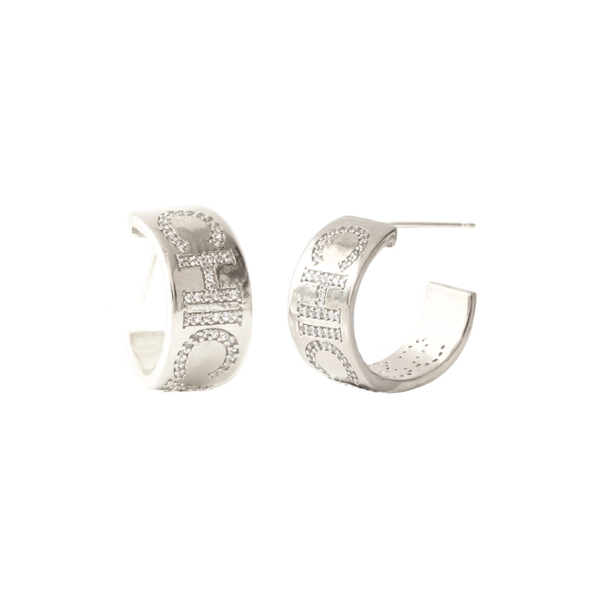 Chicago Blackhawks Pave Cigar Band Hoop Earrings