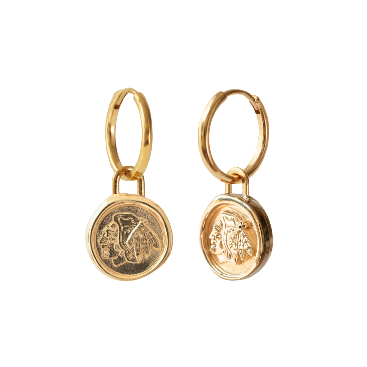 Chicago Blackhawks  Wax Seal Charm Hoop Earrings