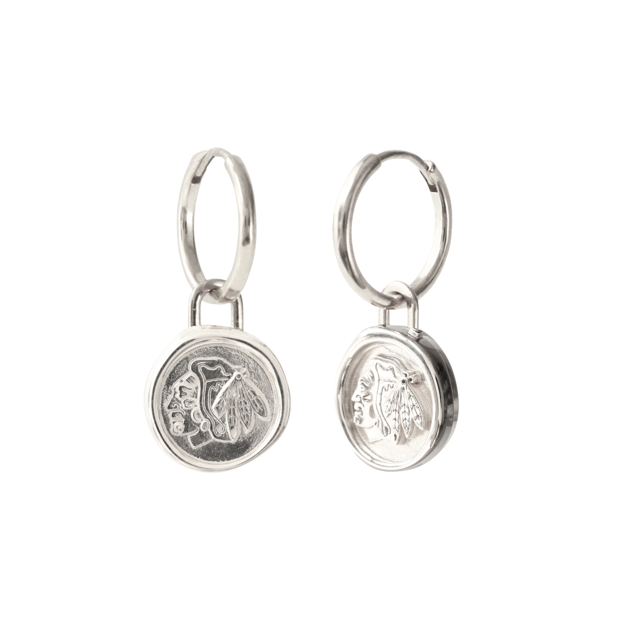 Chicago Blackhawks  Wax Seal Charm Hoop Earrings