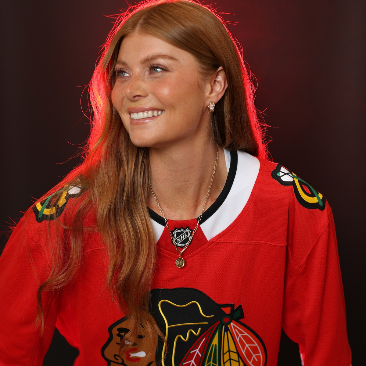 Chicago Blackhawks Pave Cigar Band Hoop Earrings