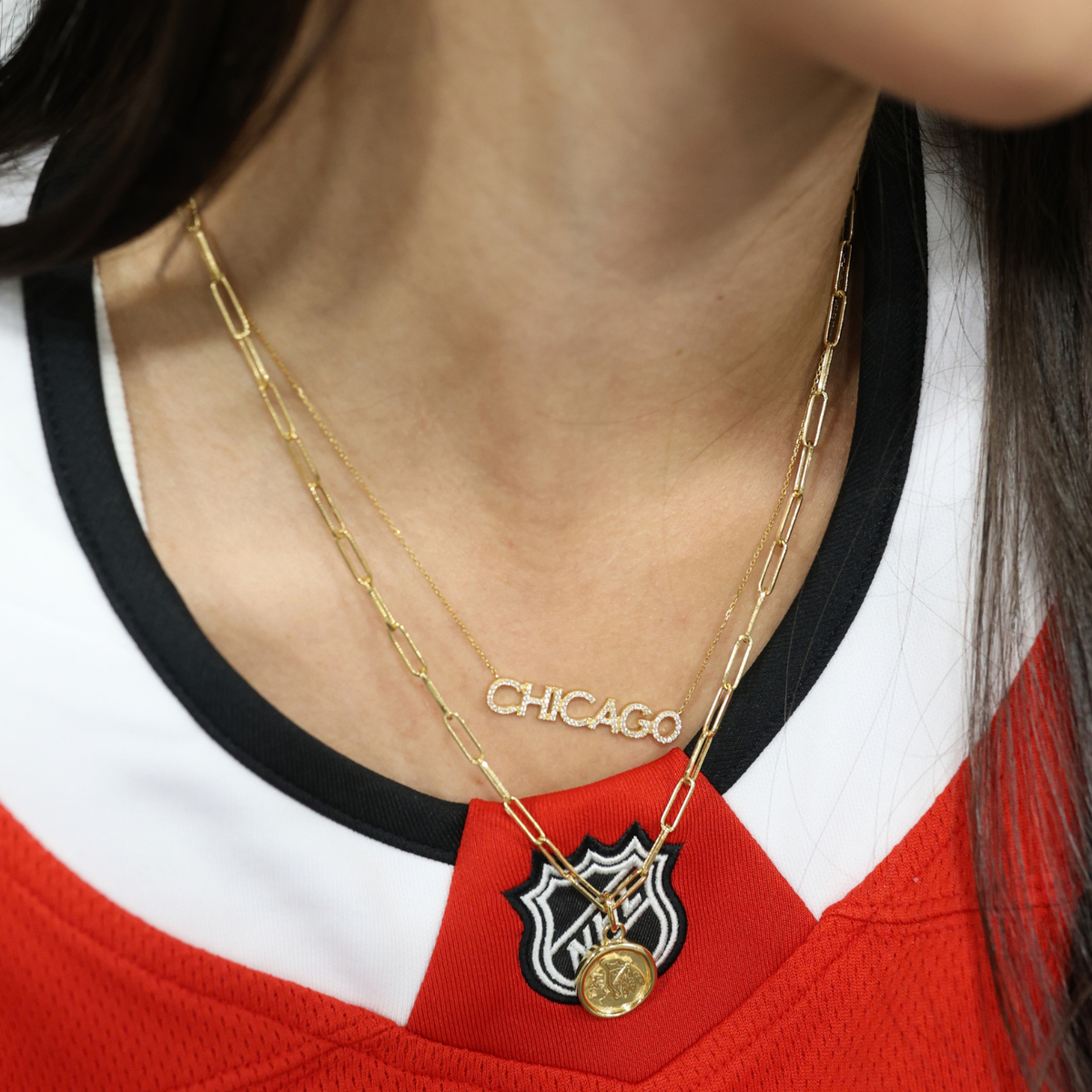 Chicago Blackhawks Pave Necklace