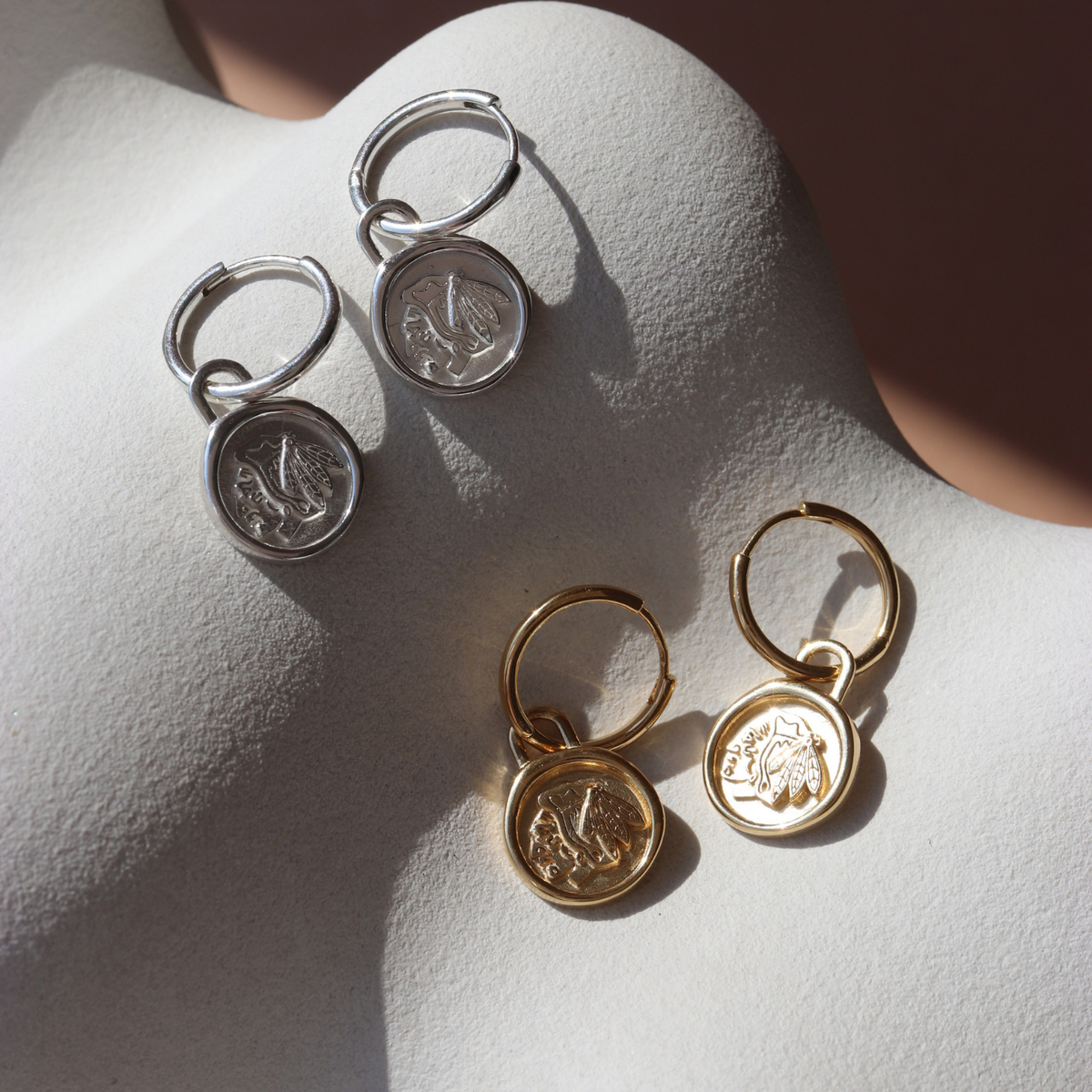 Chicago Blackhawks  Wax Seal Charm Hoop Earrings