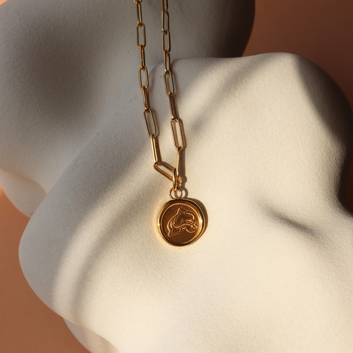 Colorado Avalanche Wax Seal Oval Link Pendant Necklace