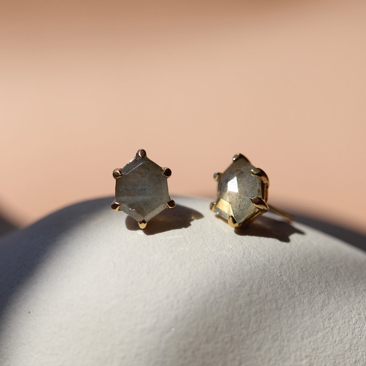 MINI HONOUR STUD EARRINGS - LABRADORITE & GOLD