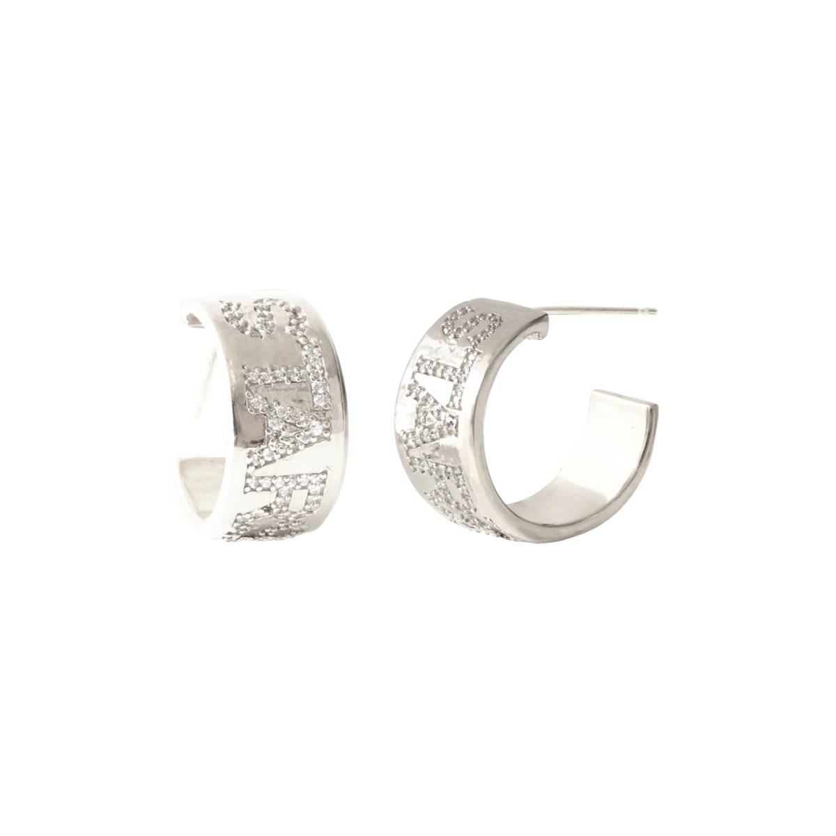 Dallas Stars Pave Cigar Band Hoop Earrings