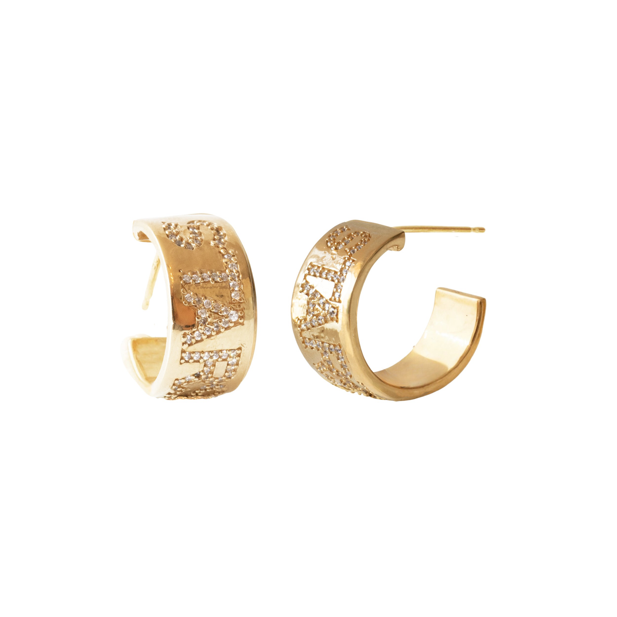 Dallas Stars Pave Cigar Band Hoop Earrings