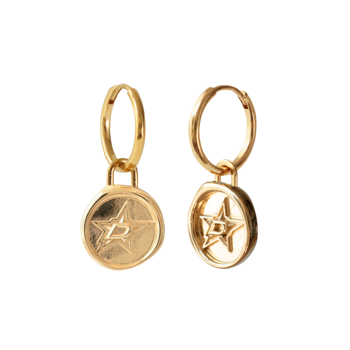 Dallas Stars Wax Seal Charm Hoop Earrings