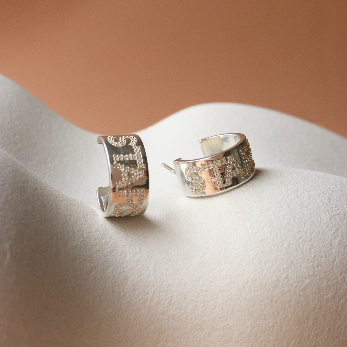 Dallas Stars Pave Cigar Band Hoop Earrings