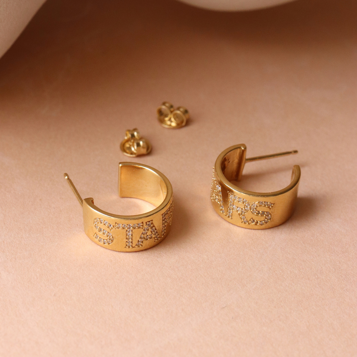 Dallas Stars Pave Cigar Band Hoop Earrings