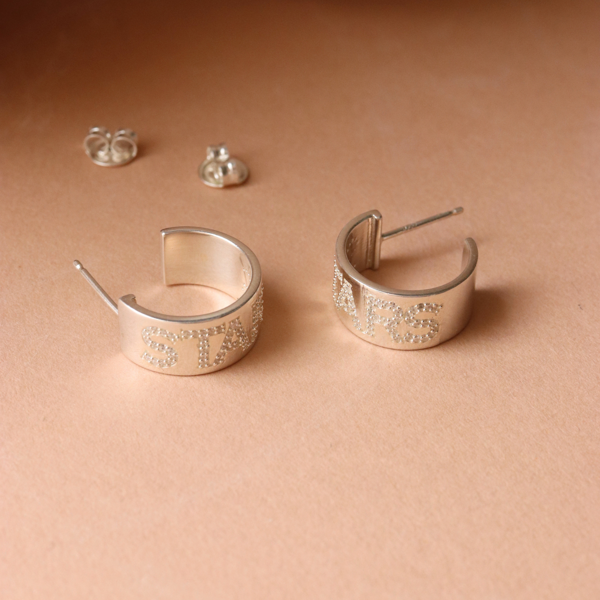 Dallas Stars Pave Cigar Band Hoop Earrings