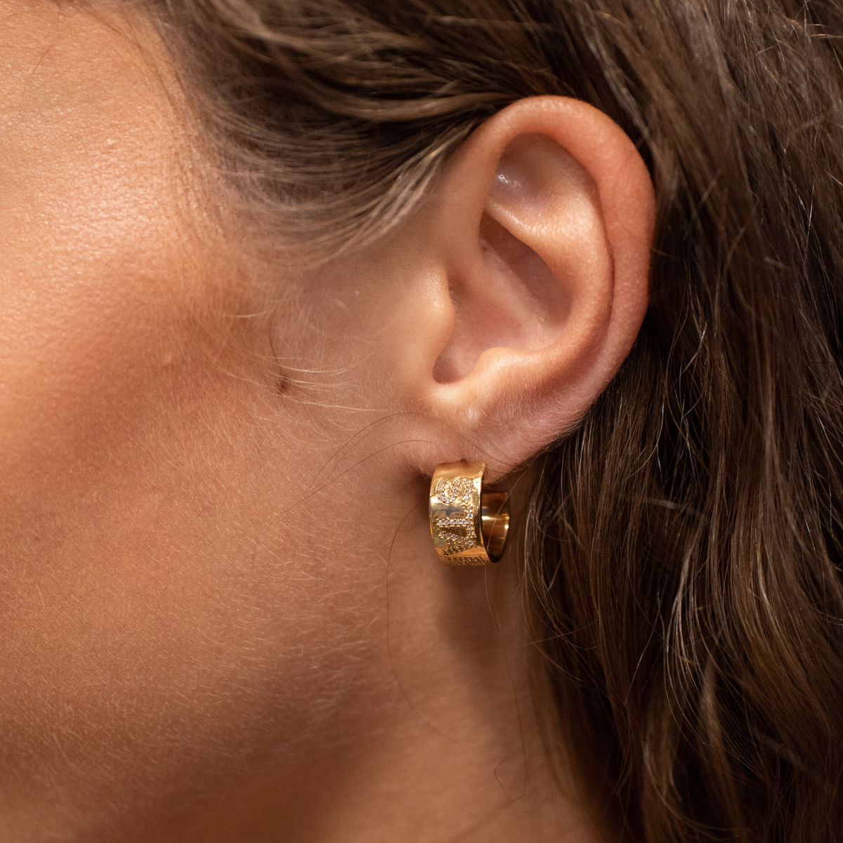 Dallas Stars Pave Cigar Band Hoop Earrings
