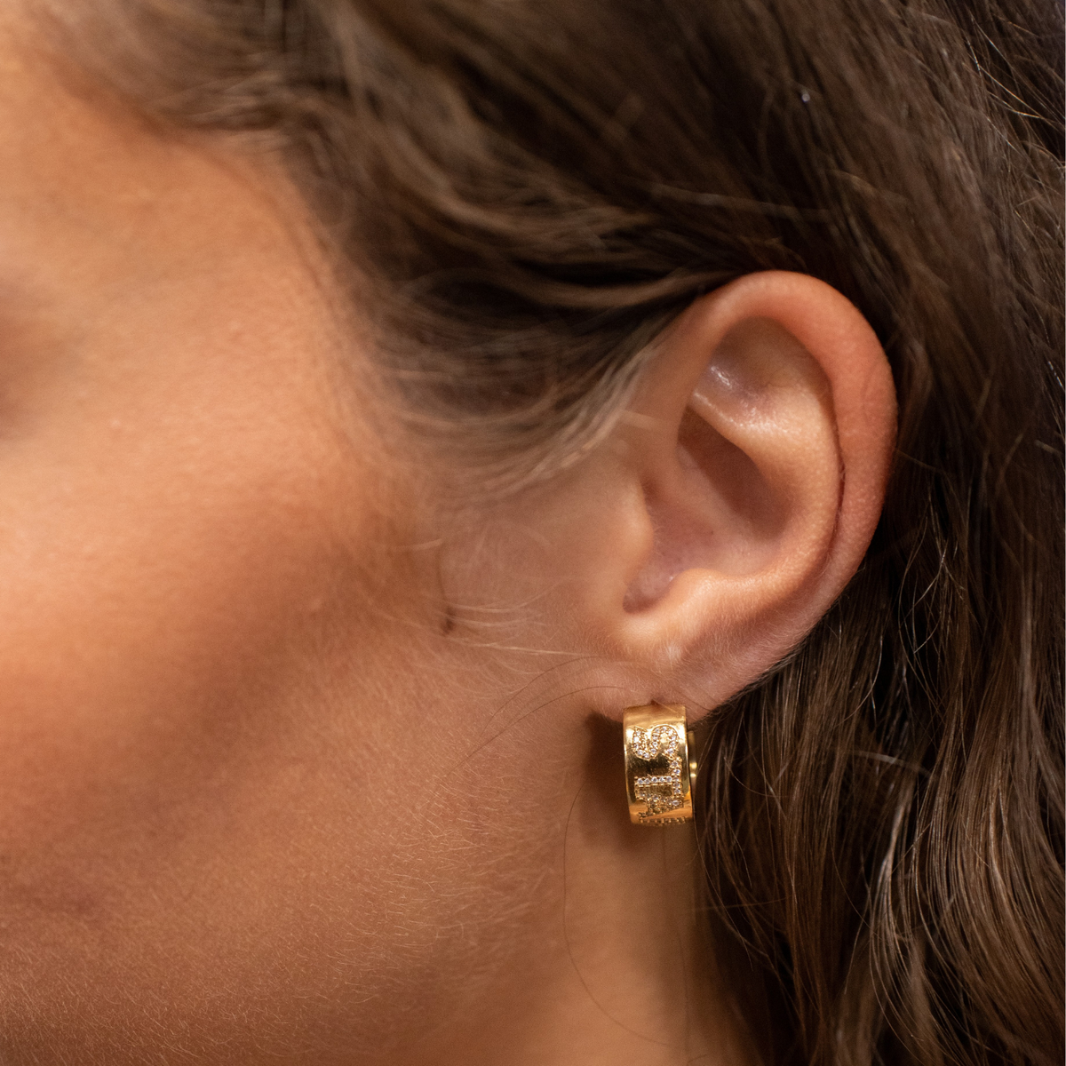 Dallas Stars Pave Cigar Band Hoop Earrings