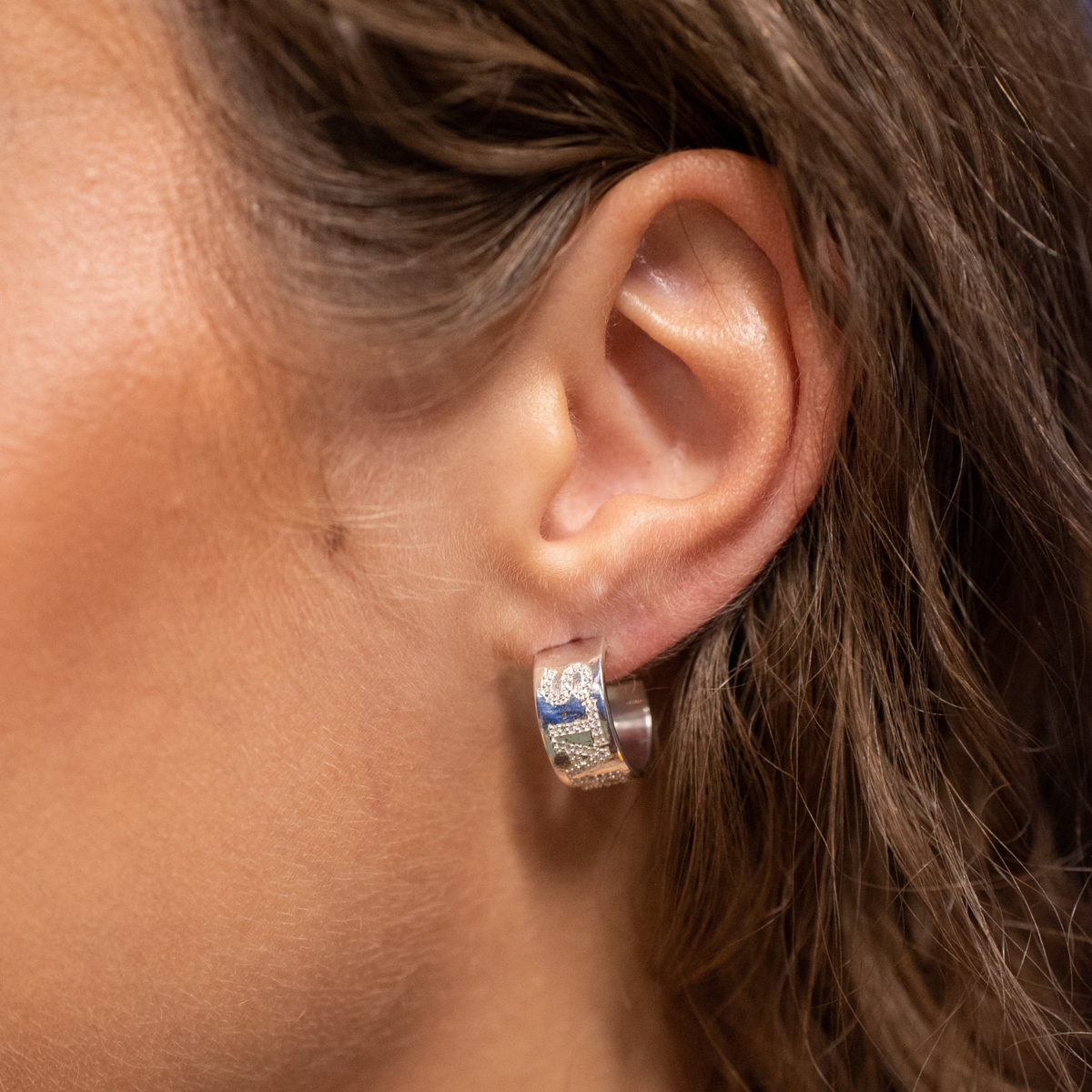 Dallas Stars Pave Cigar Band Hoop Earrings