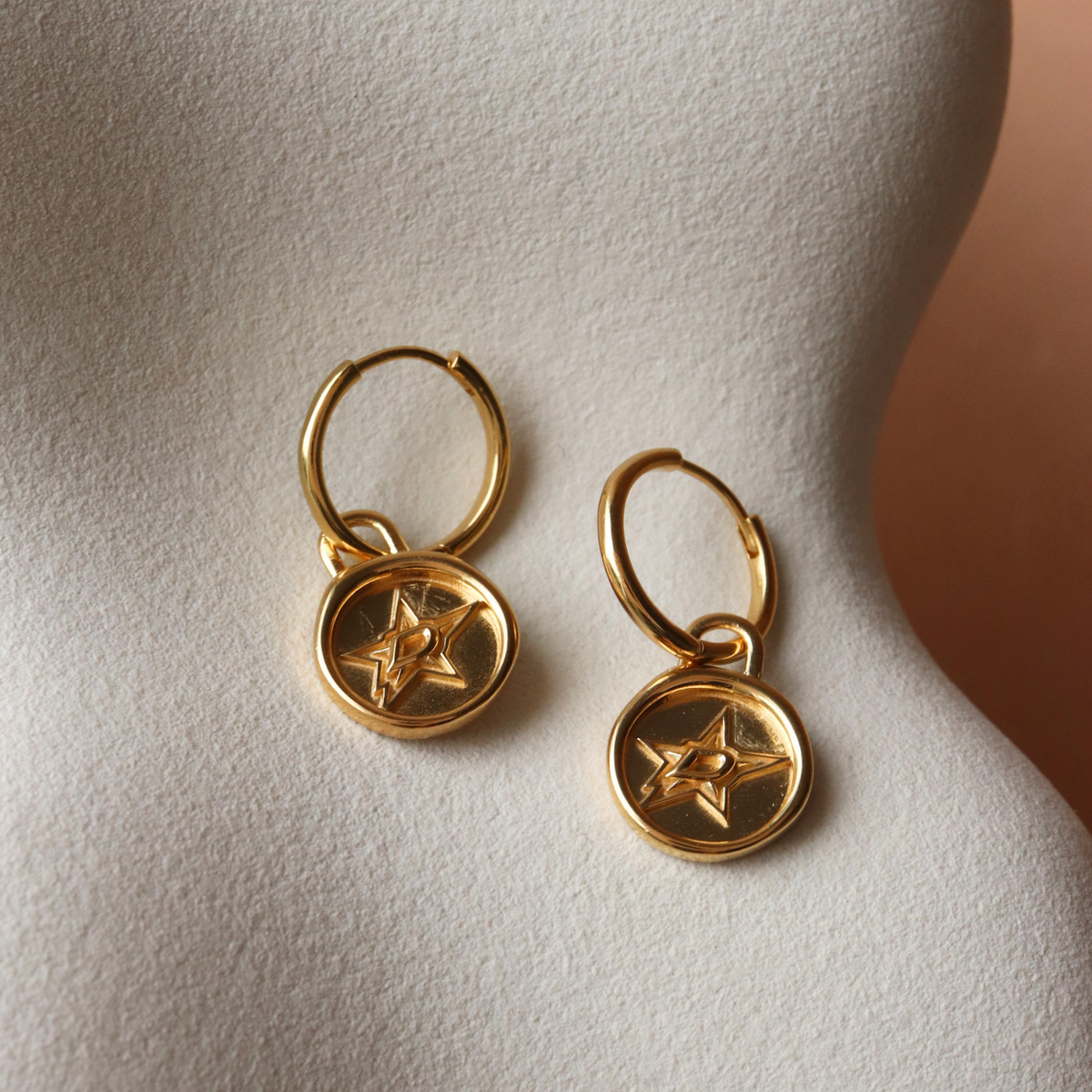Dallas Stars Wax Seal Charm Hoop Earrings