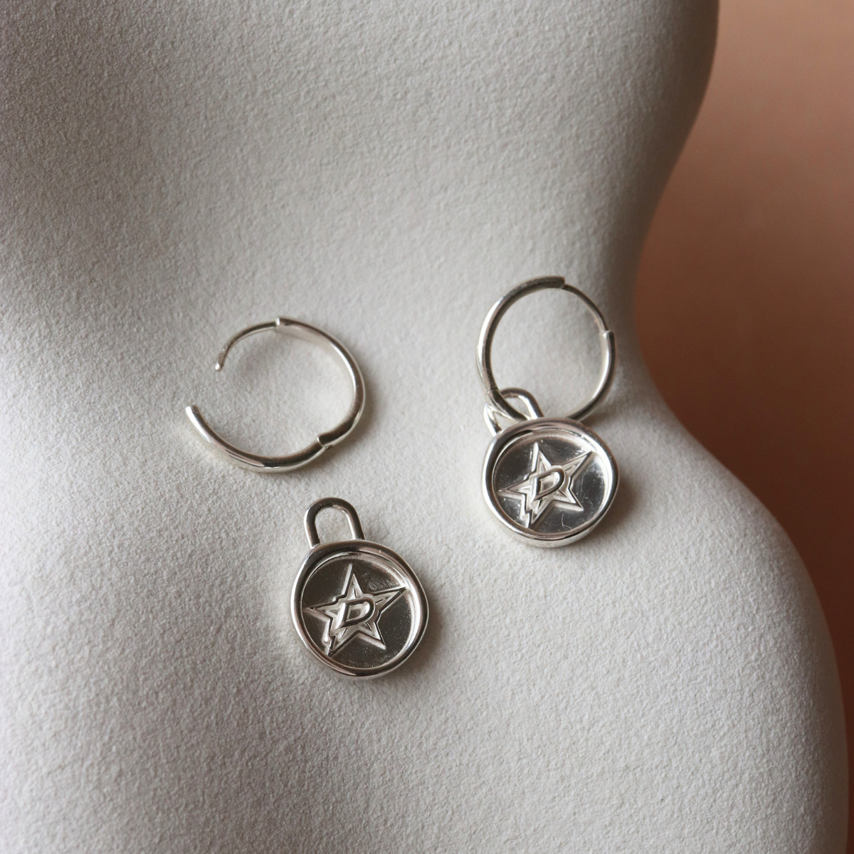 Dallas Stars Wax Seal Charm Hoop Earrings