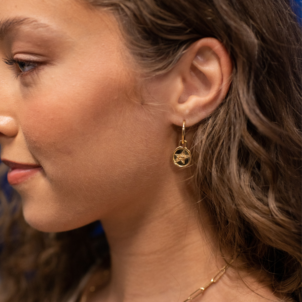 Dallas Stars Wax Seal Charm Hoop Earrings