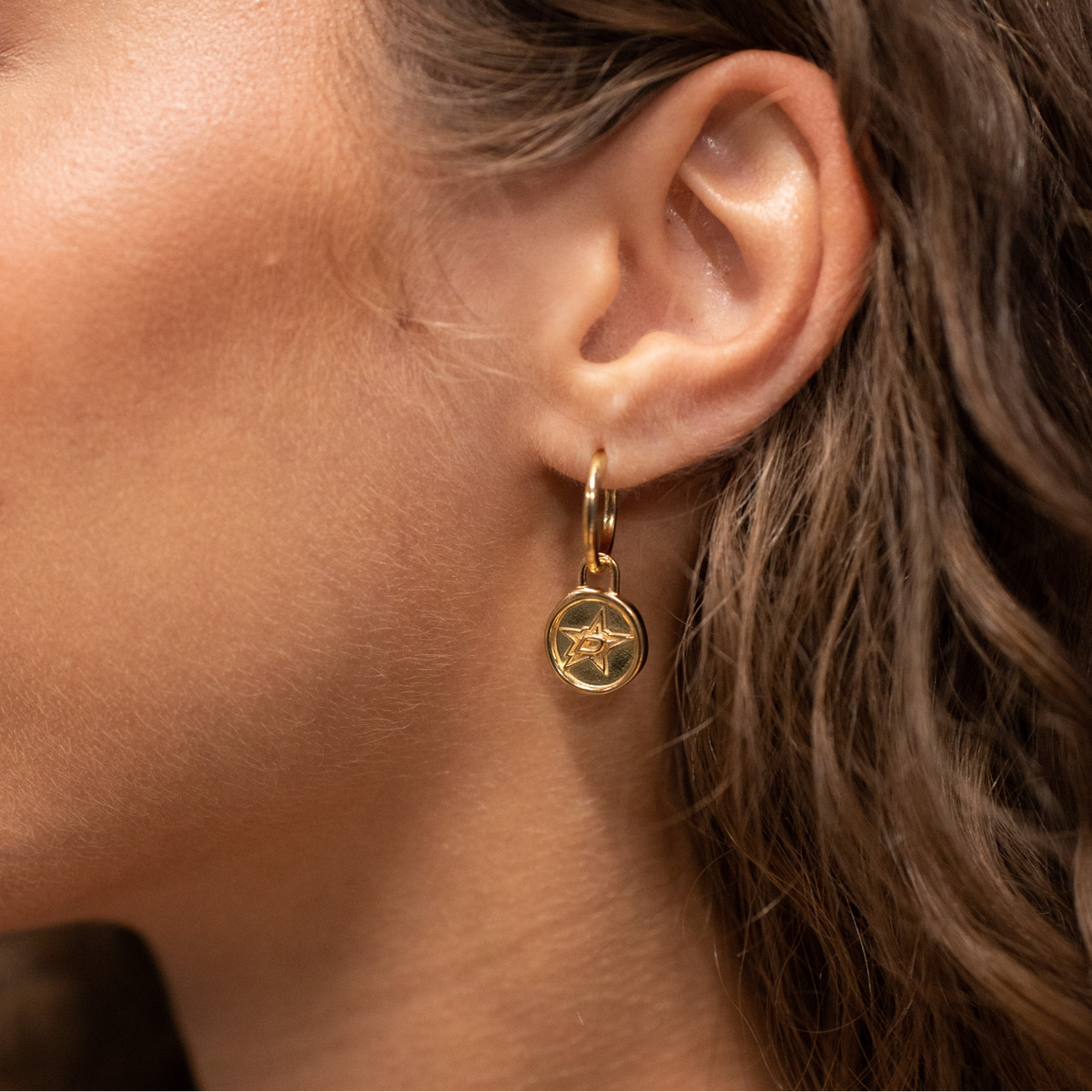 Dallas Stars Wax Seal Charm Hoop Earrings