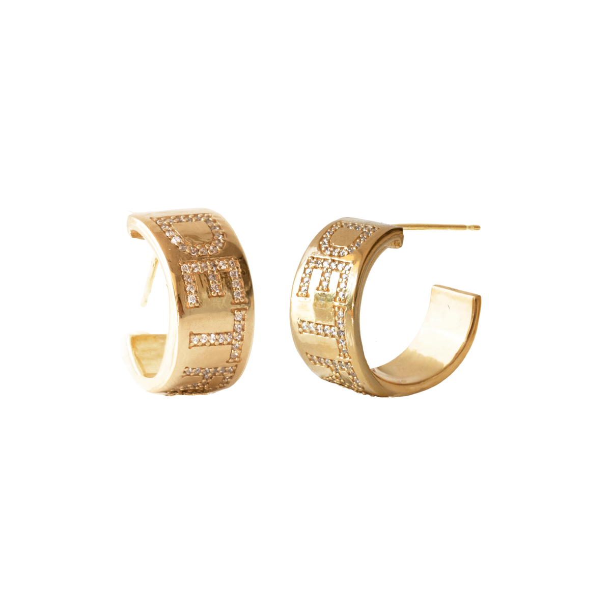 Detroit Red Wings Pave Cigar Band Hoop Earrings