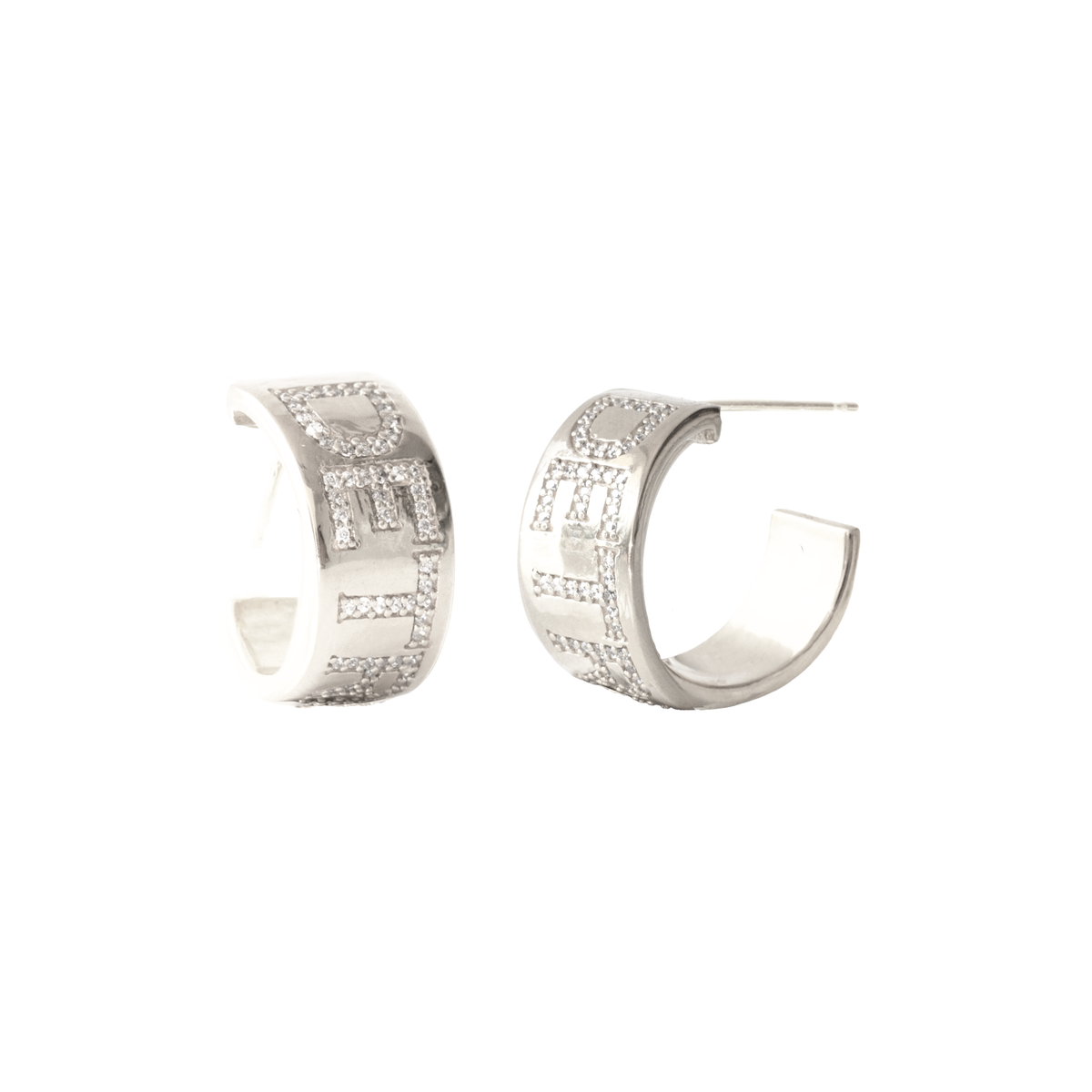 Detroit Red Wings Pave Cigar Band Hoop Earrings