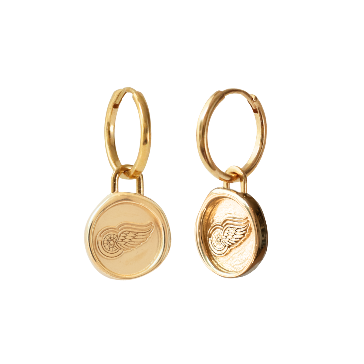 Detroit Red Wings Wax Seal Charm Hoop Earrings