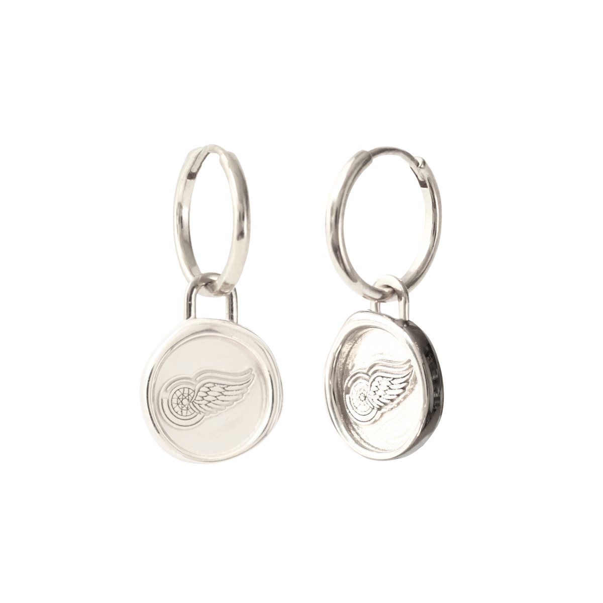 Detroit Red Wings Wax Seal Charm Hoop Earrings