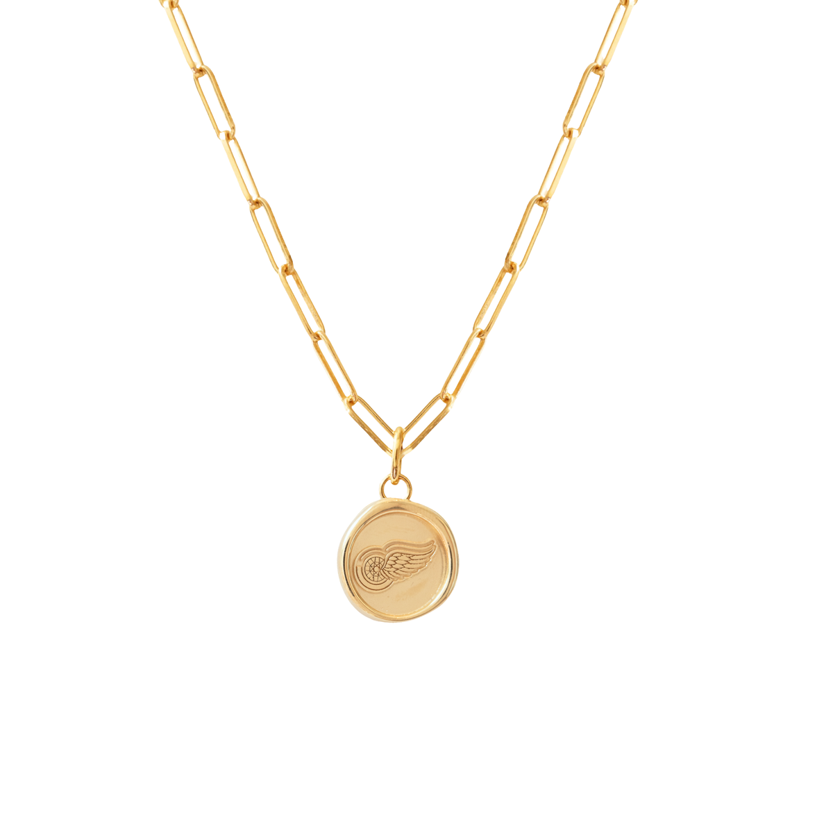 Detroit Red Wings Wax Seal Oval  Link Pendant Necklace