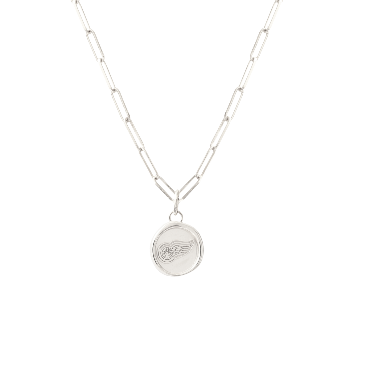 Detroit Red Wings Wax Seal Oval  Link Pendant Necklace